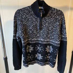 Pendleton Black White Pull-on Mock neck prt zip Sweater M L